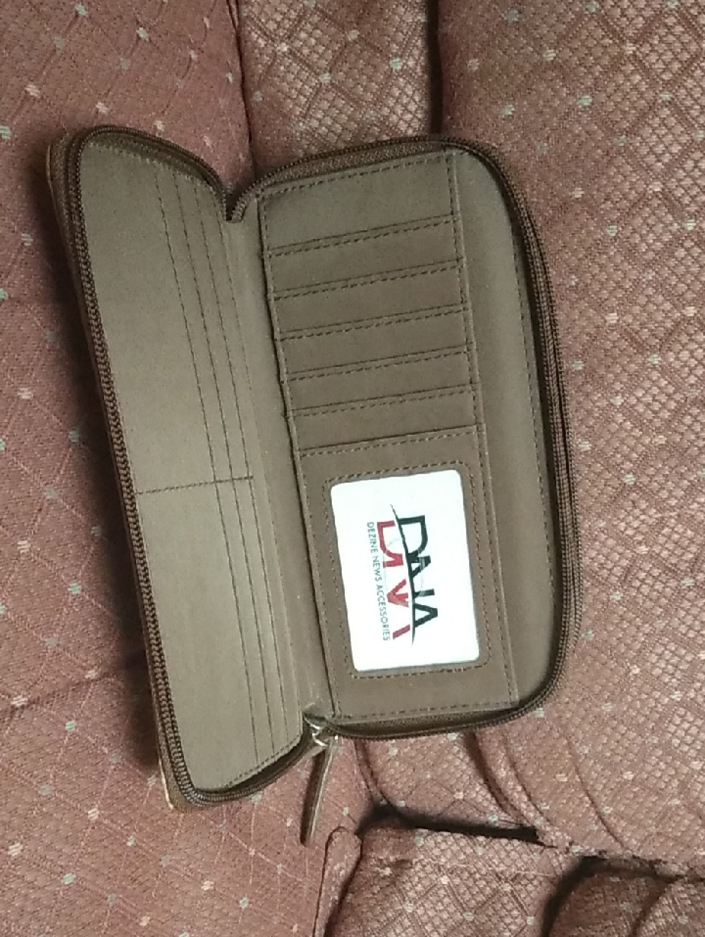 Diva Taupe Zip-Around Card Wallet